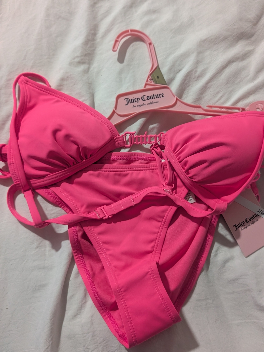 Juicy Couture Girls Neon Pink Two-Piece Swim Bikini